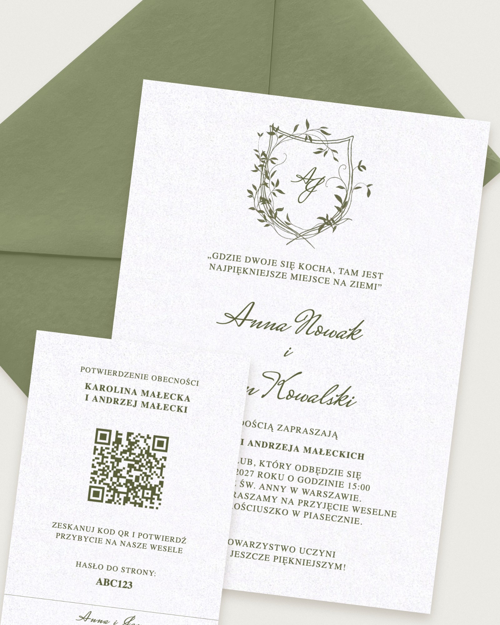 Zaproszenie Classic Olive - Combined