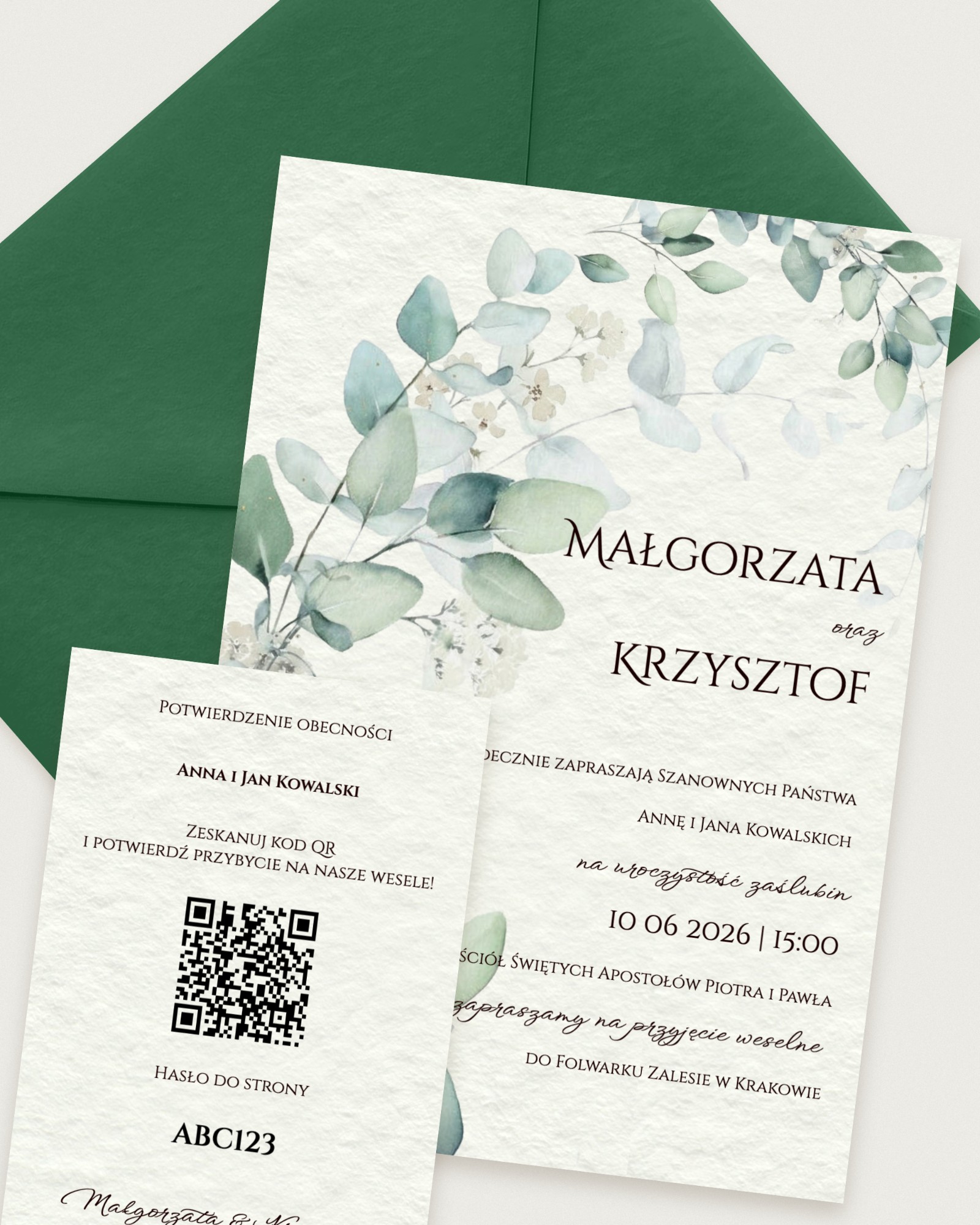 Zaproszenie Aussie Eucalyptus - Combined