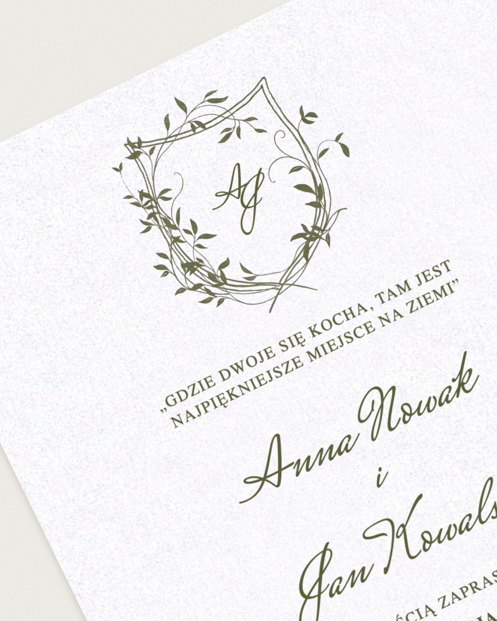 Zaproszenie Classic Olive - Detail