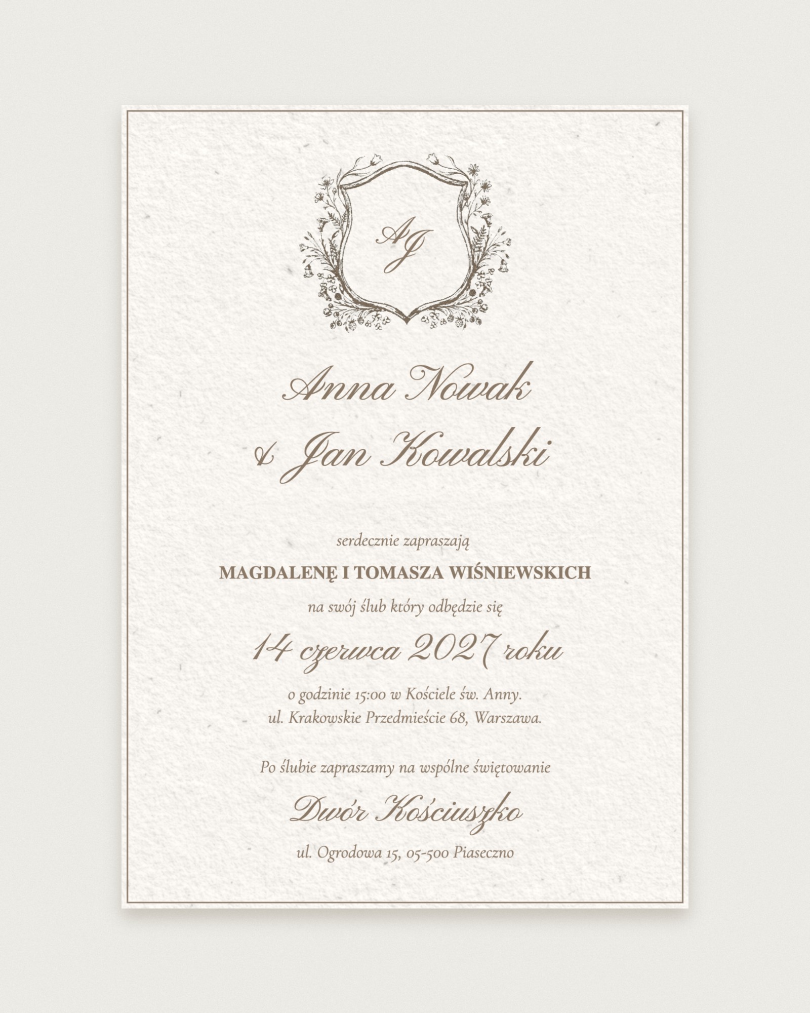 Zaproszenie Classic Sienna - Hero