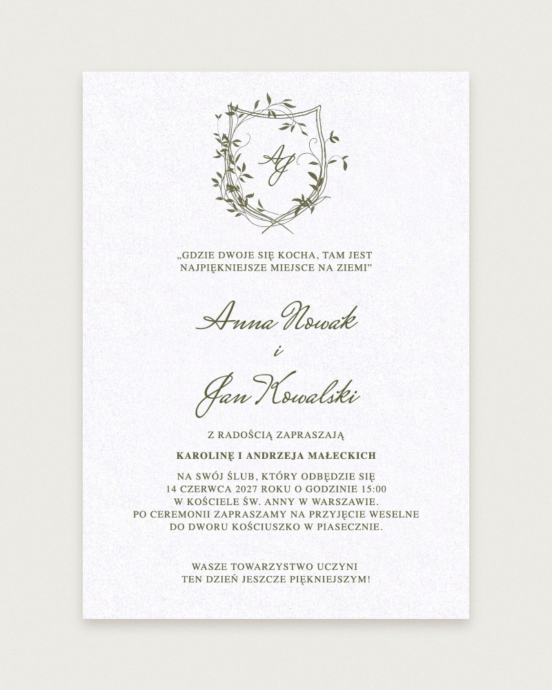 Zaproszenie Classic Olive