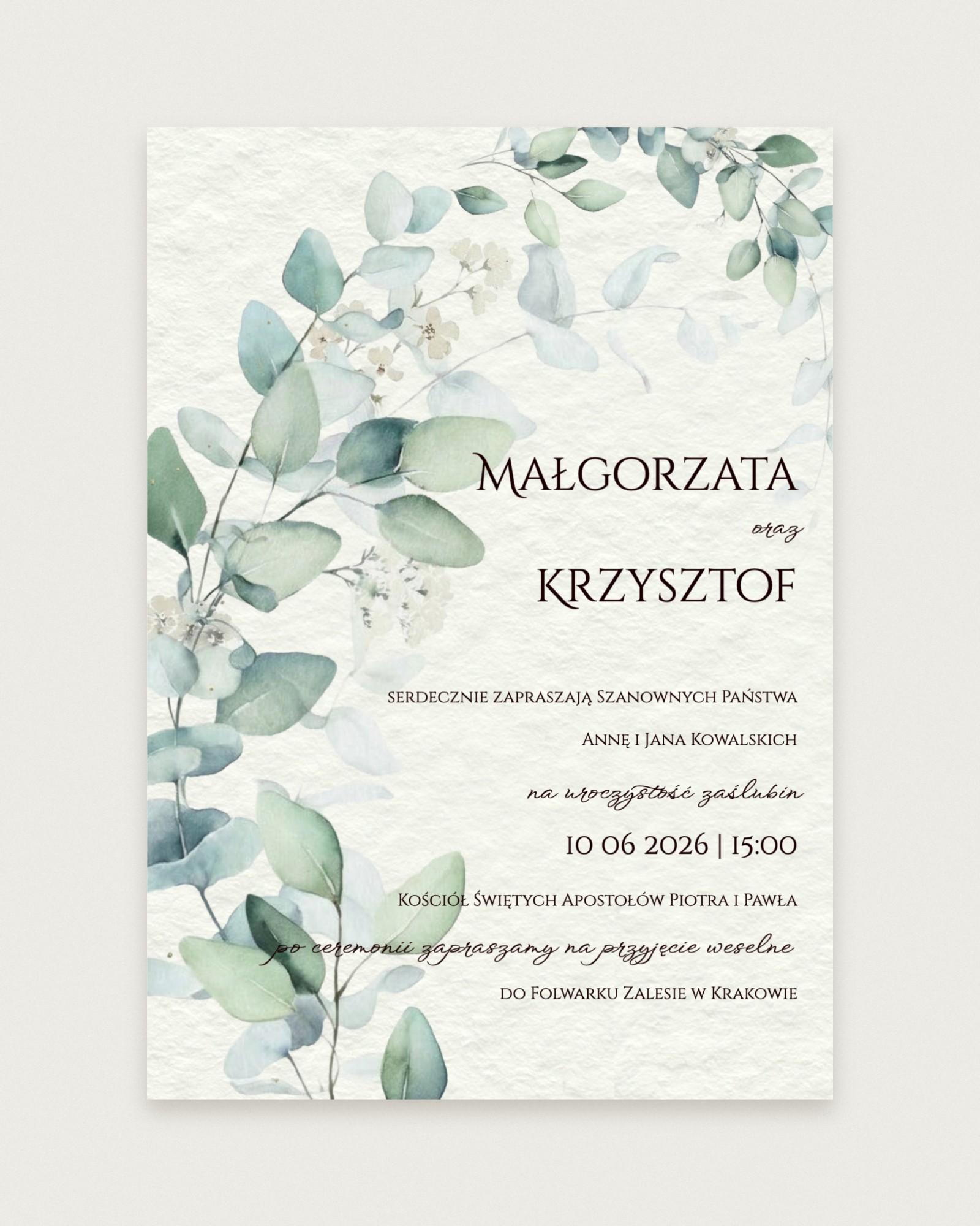 Zaproszenie Aussie Eucalyptus - Hero