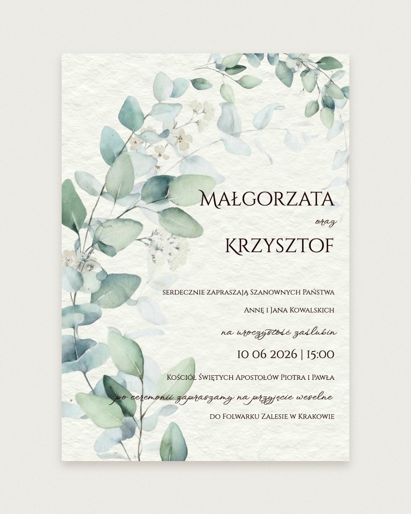 Zaproszenie Aussie Eucalyptus